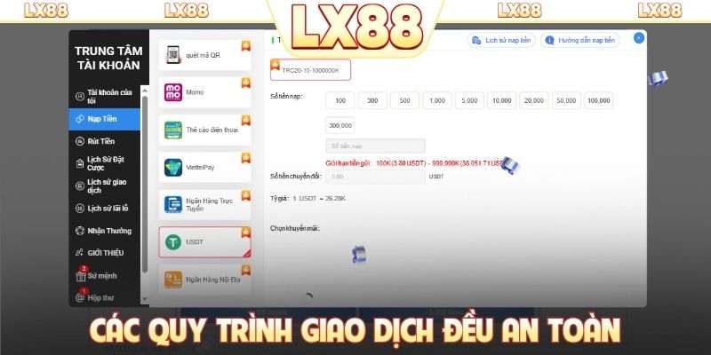 Các quy trình giao dịch đều an toàn