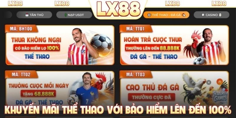 Khuyến mãi thể thao với bảo hiểm lên đến 100%