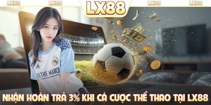 Nhận hoàn trả 3% khi cá cược thể thao tại LX88